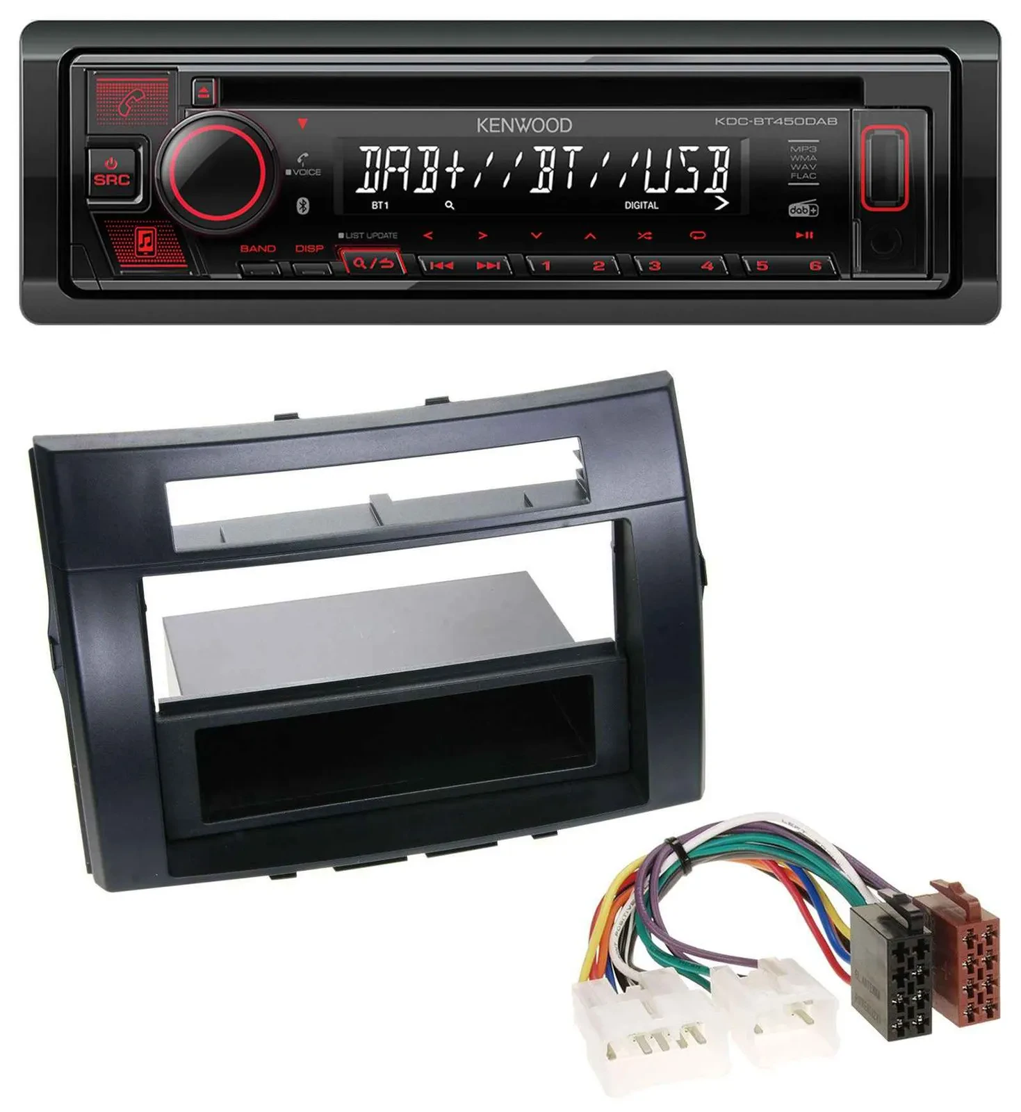 Kenwood MP3 CD USB Bluetooth DAB Autoradio für Toyota Corolla Verso 04-09 schwar