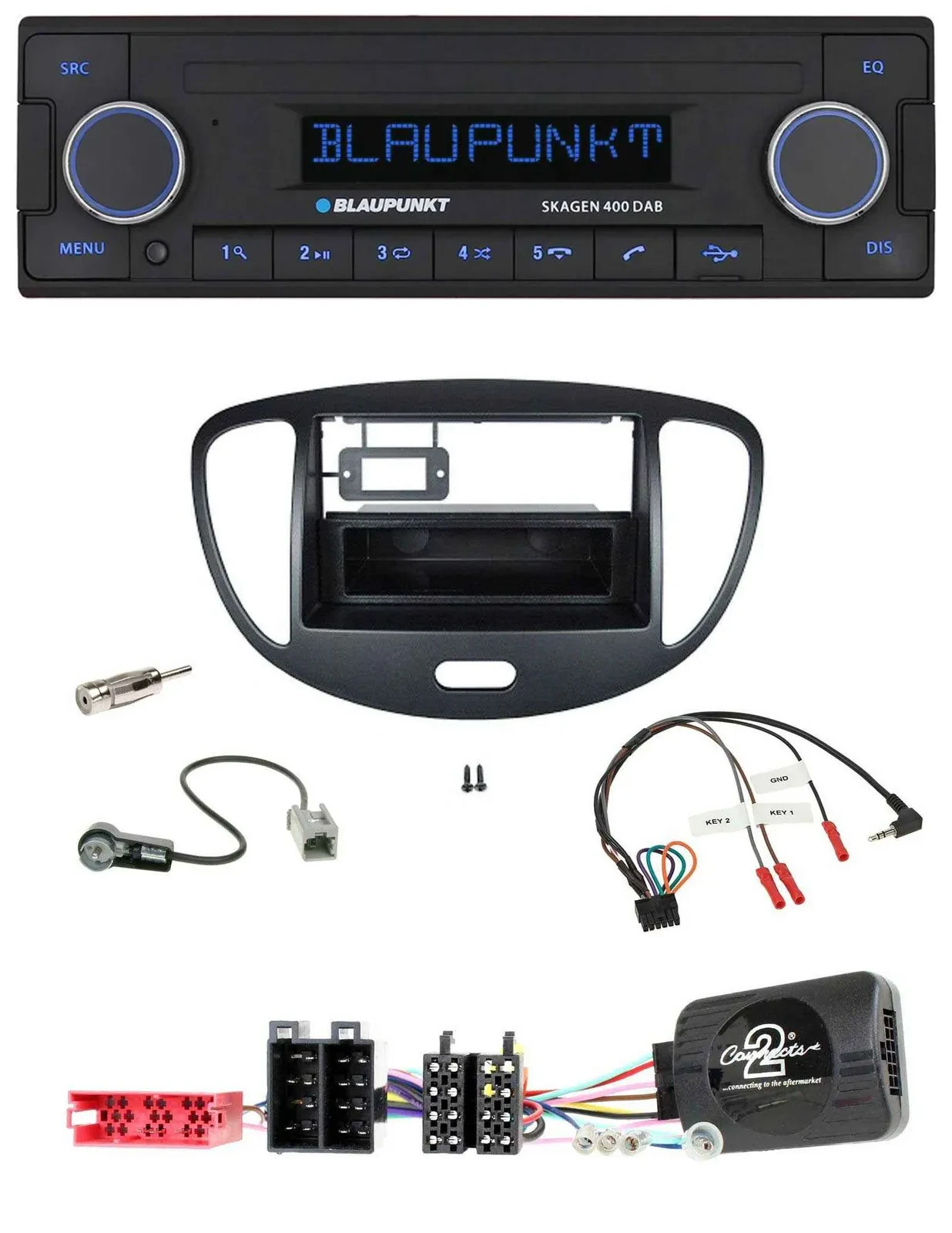 Blaupunkt DAB USB Bluetooth Lenkrad Autoradio für Hyundai i10 ISO 2009-2013 schw