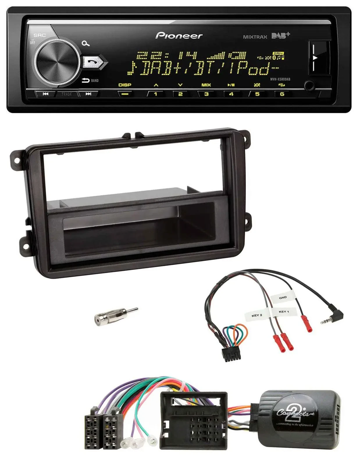 Pioneer Bluetooth USB DAB Lenkrad Autoradio für Skoda Fabia 5J 2007-2014
