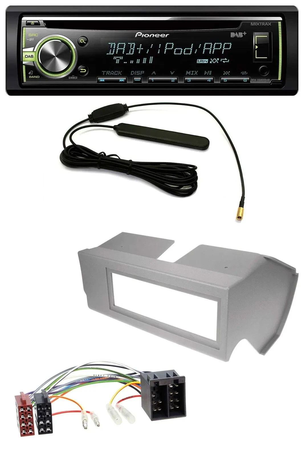 Автомагнитола для Fiat Panda Pioneer MP3, USB, CD, DAB, AUX, серый