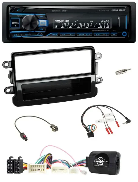 Alpine USB Bluetooth DAB Lenkrad Autoradio für Dacia ab 2012 piano schwarz