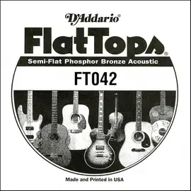 Струна одиночная D'Addario FT042 Semi-Flat Phosphor Bronze 042