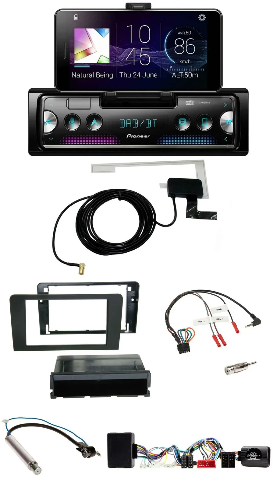 Pioneer DAB Bluetooth Lenkrad USB Autoradio für Audi A3 Symphony Aktivsystem ISO