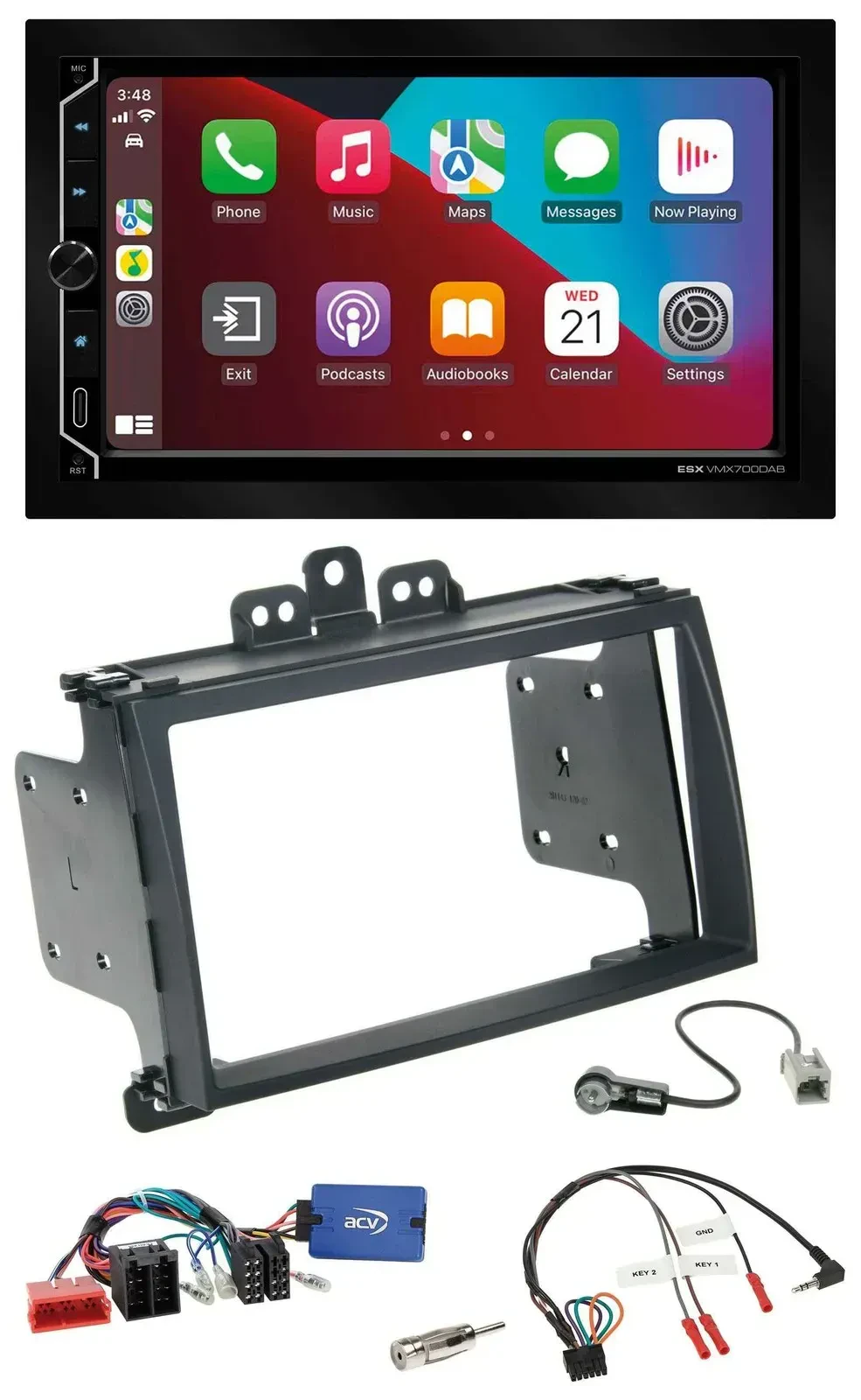 ESX 2DIN DAB USB Lenkrad Bluetooth Autoradio für Hyundai i20 09-12 schwarz