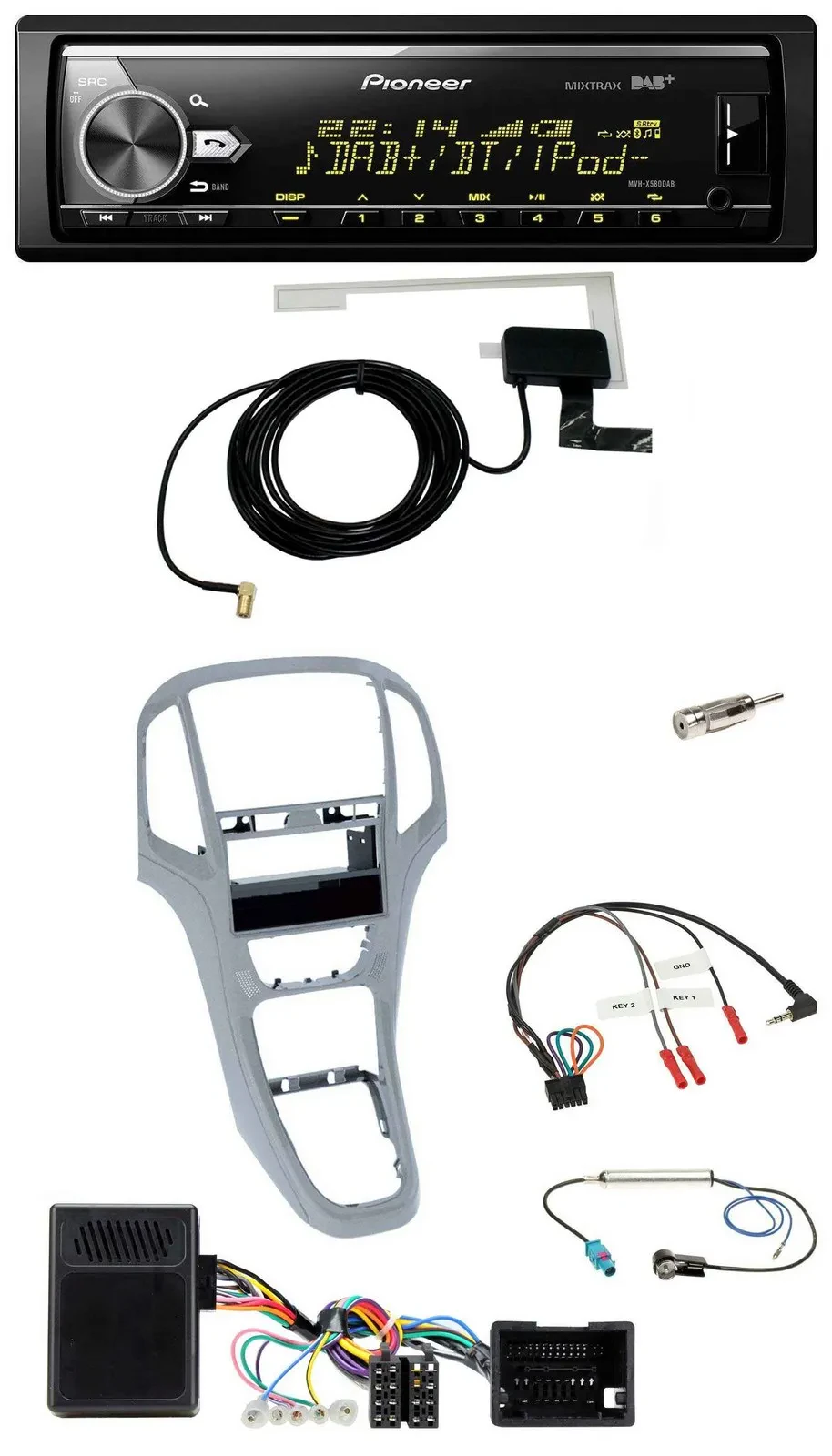 Автомагнитола Pioneer Bluetooth DAB USB для Opel Astra J (2009–2016) платиновый серебристый