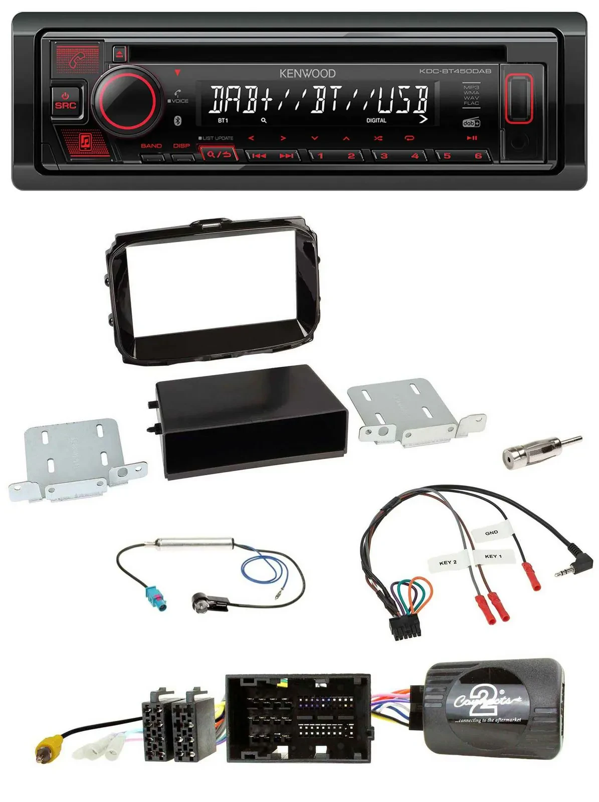 Автомагнитола Kenwood CD, USB, Bluetooth, DAB для Alfa Romeo Giulietta (2013–2021)
