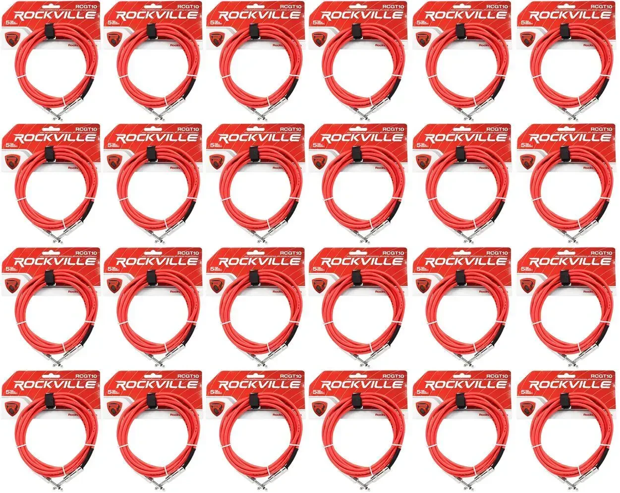 Инструментальный кабель Rockville RCGT10R Red 3.05 м (24 штуки)