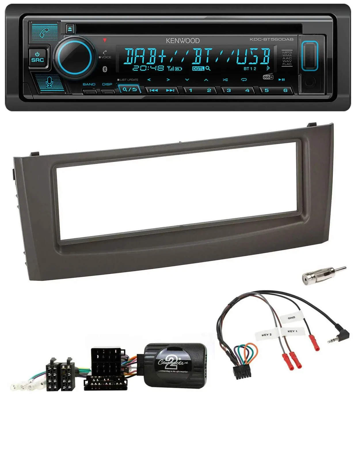 Kenwood Bluetooth DAB CD Lenkrad USB Autoradio für Fiat Grande Punto 06-10 schwa