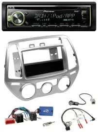 Автомагнитола для Hyundai i20 (2012–2014) Pioneer DAB, USB, MP3, CD, серебристая, с поддержкой кнопок на руле