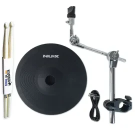 Nux DM8 Becken-Set E-Drum Becken-Pad 12 Zoll mit Halterung und Drumsticks