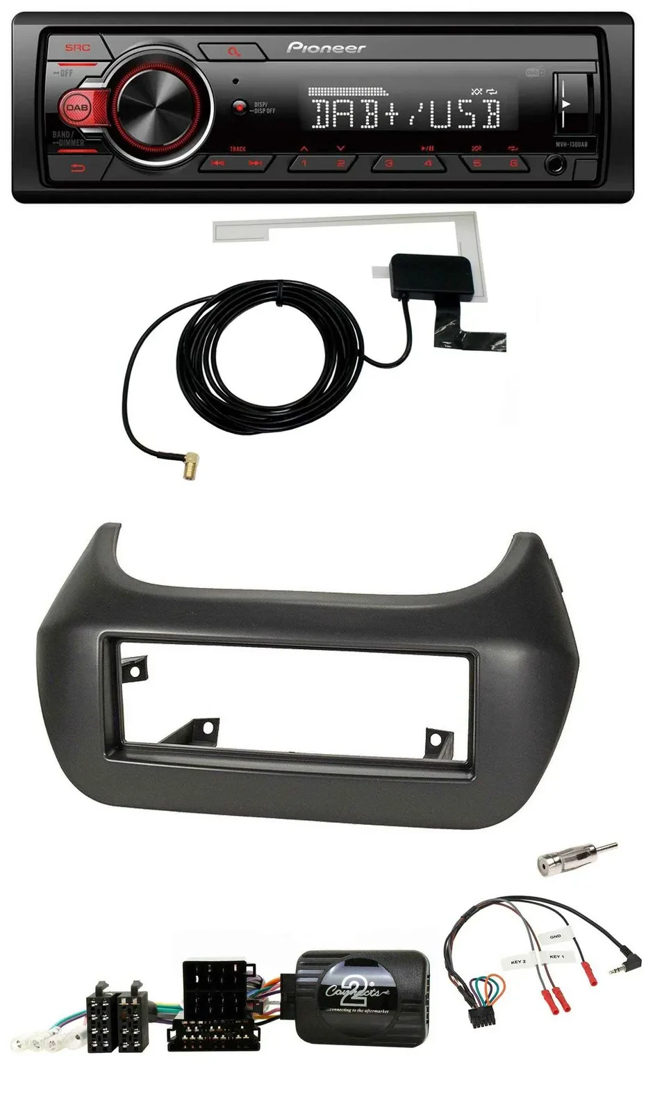 Автомагнитола Pioneer 1-DIN, MP3, DAB, USB, совместимая с кнопками на руле, для Fiat Fiorino, Citroen Nemo, Peugeot