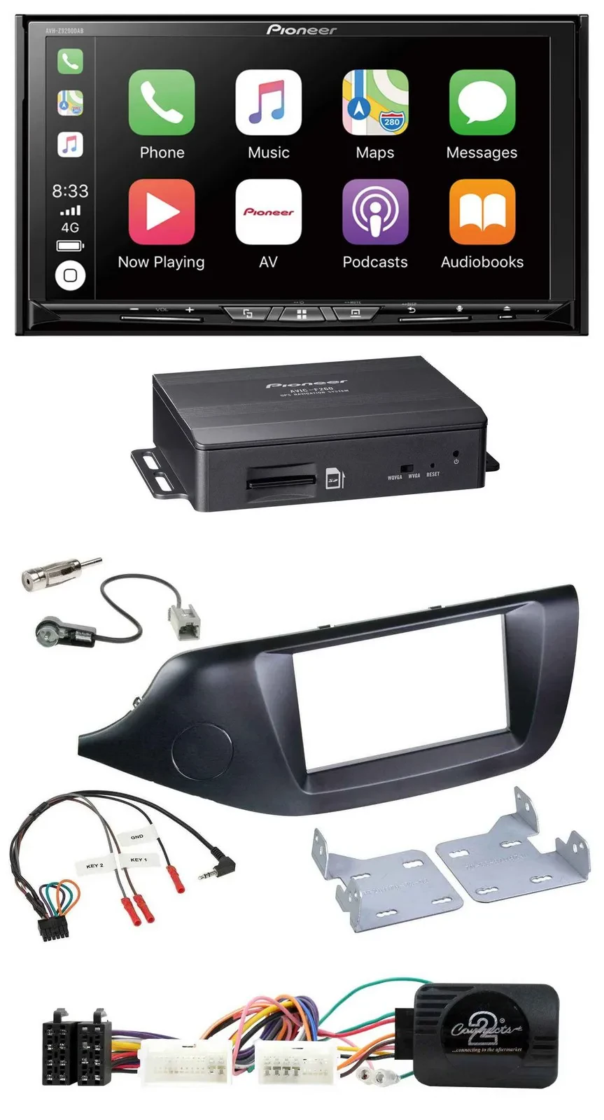 Pioneer Bluetooth DAB 2DIN Lenkrad TMC Navigation für Kia Ceed ab 2012 schwarz o