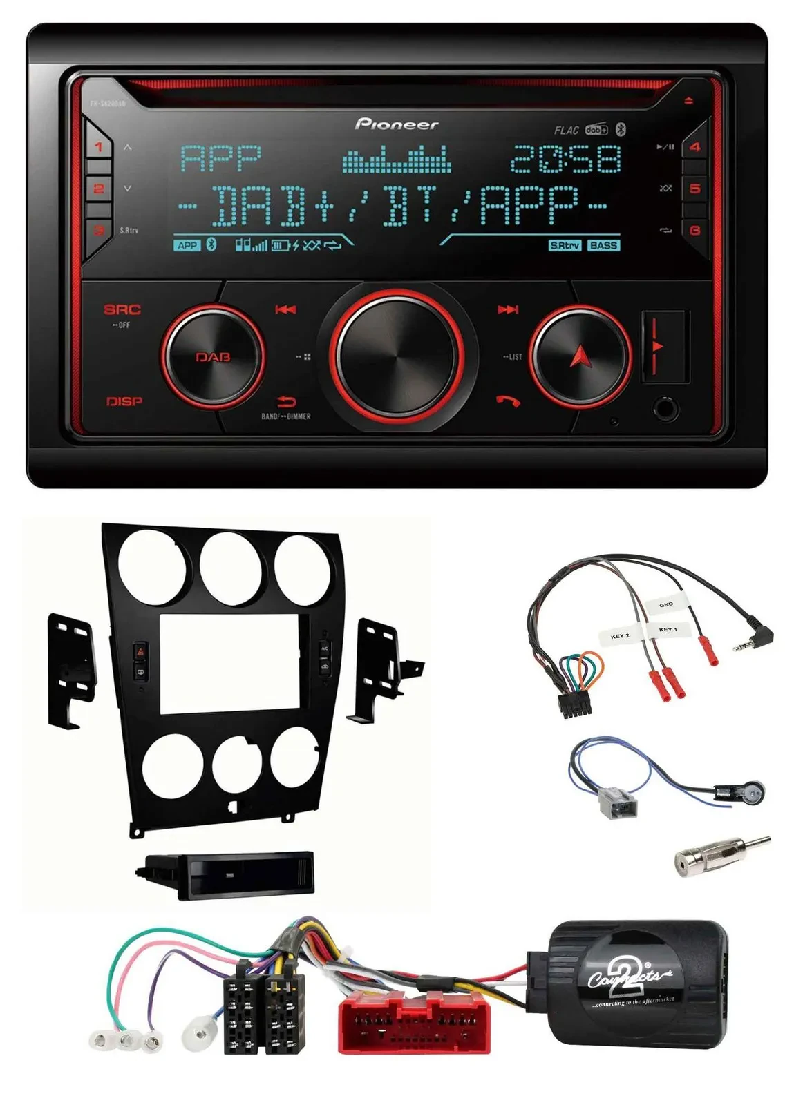 Pioneer 2DIN DAB Lenkrad Bluetooth USB CD Autoradio für Mazda 6 2006-2008