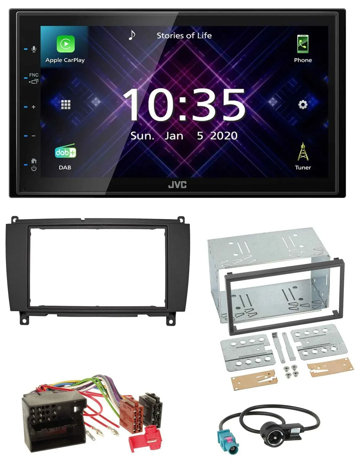 JVC DAB 2DIN MP3 Bluetooth USB Autoradio für Mercedes CLK C209 A209 04-10