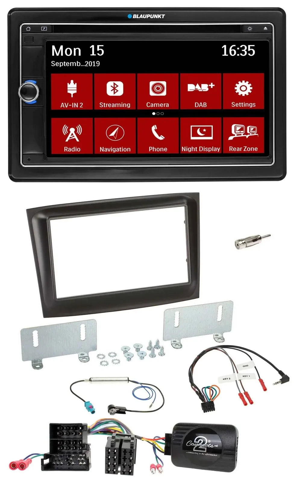 Blaupunkt TMC USB Lenkrad Bluetooth DAB 2DIN Navigation für Fiat Doblo Mini-ISO