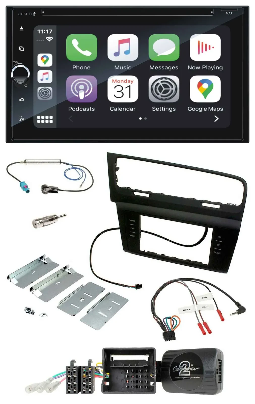 Blaupunkt USB DAB Bluetooth 2DIN TMC Lenkrad Navigation für VW Golf VII ab 2012