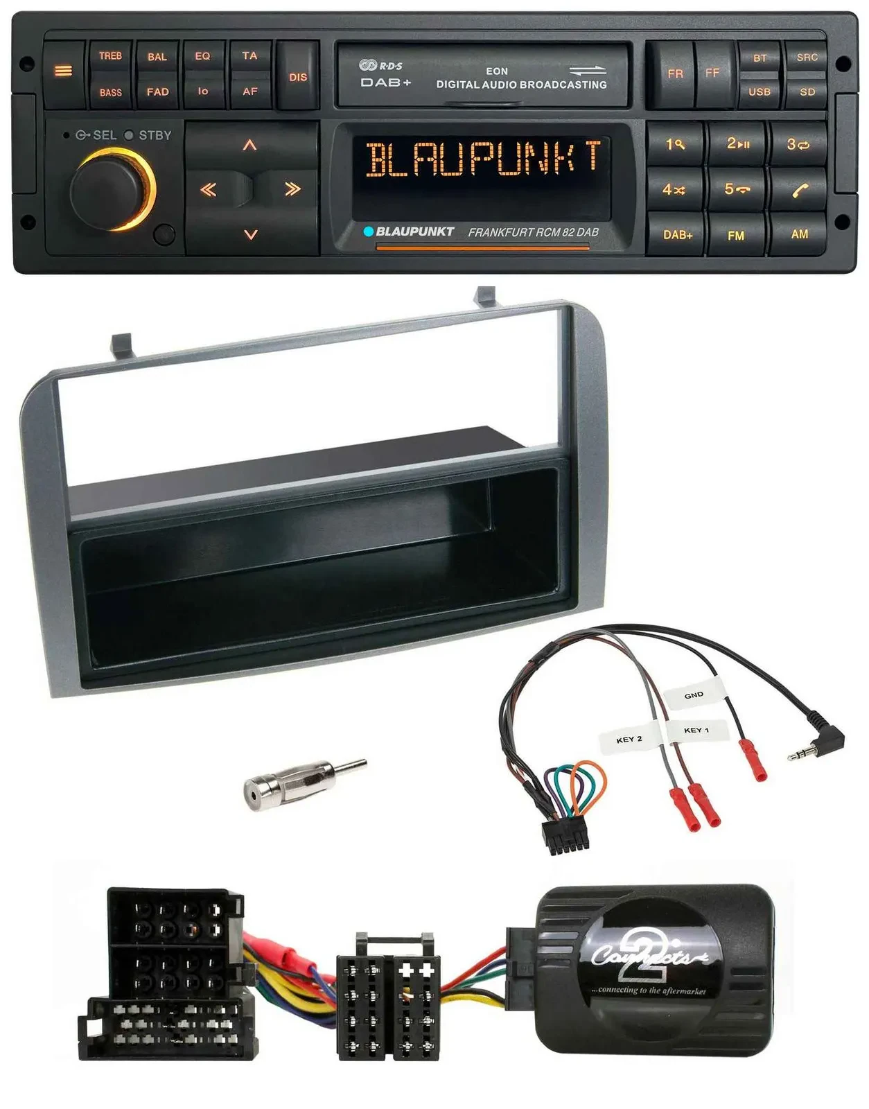 Blaupunkt USB DAB SD Lenkrad Bluetooth Autoradio für Alfa 147 GT anthrazit Ablag