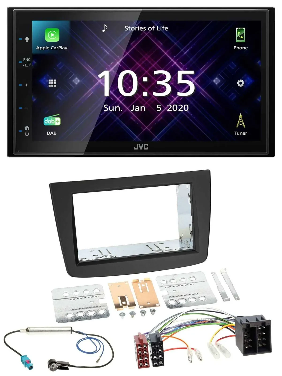 JVC DAB 2DIN MP3 Bluetooth USB Autoradio für Alfa Romeo Mito 08-14 955 ISO schwa