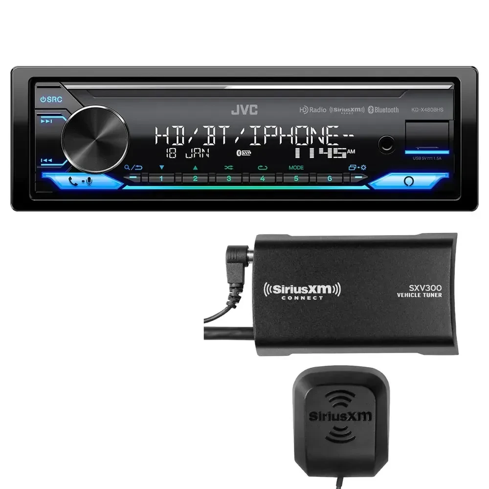 Автомагнитола JVC KD-X480BHS Single DIN (набор, с SiriusXM SXV300V1)