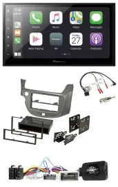 Pioneer Lenkrad Bluetooth DAB 2DIN USB Autoradio für Honda Jazz ab 2014 silber
