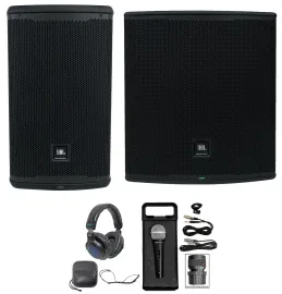 JBL EON710 10" DJ PA Speaker w/Bluetooth+EON718S 18" Subwoofer+Mic+Headphones