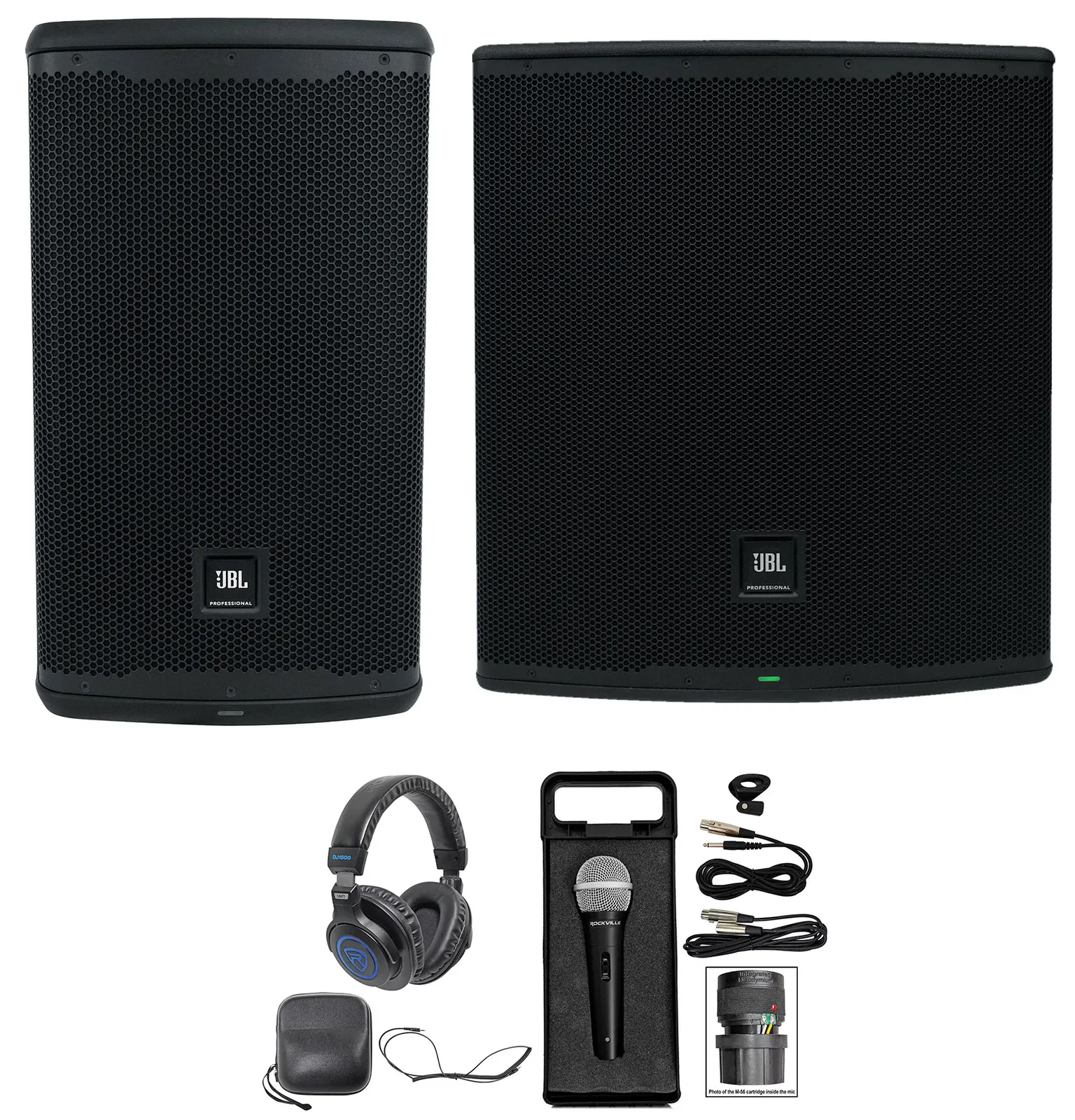 JBL EON710 10" DJ PA Speaker w/Bluetooth+EON718S 18" Subwoofer+Mic+Headphones
