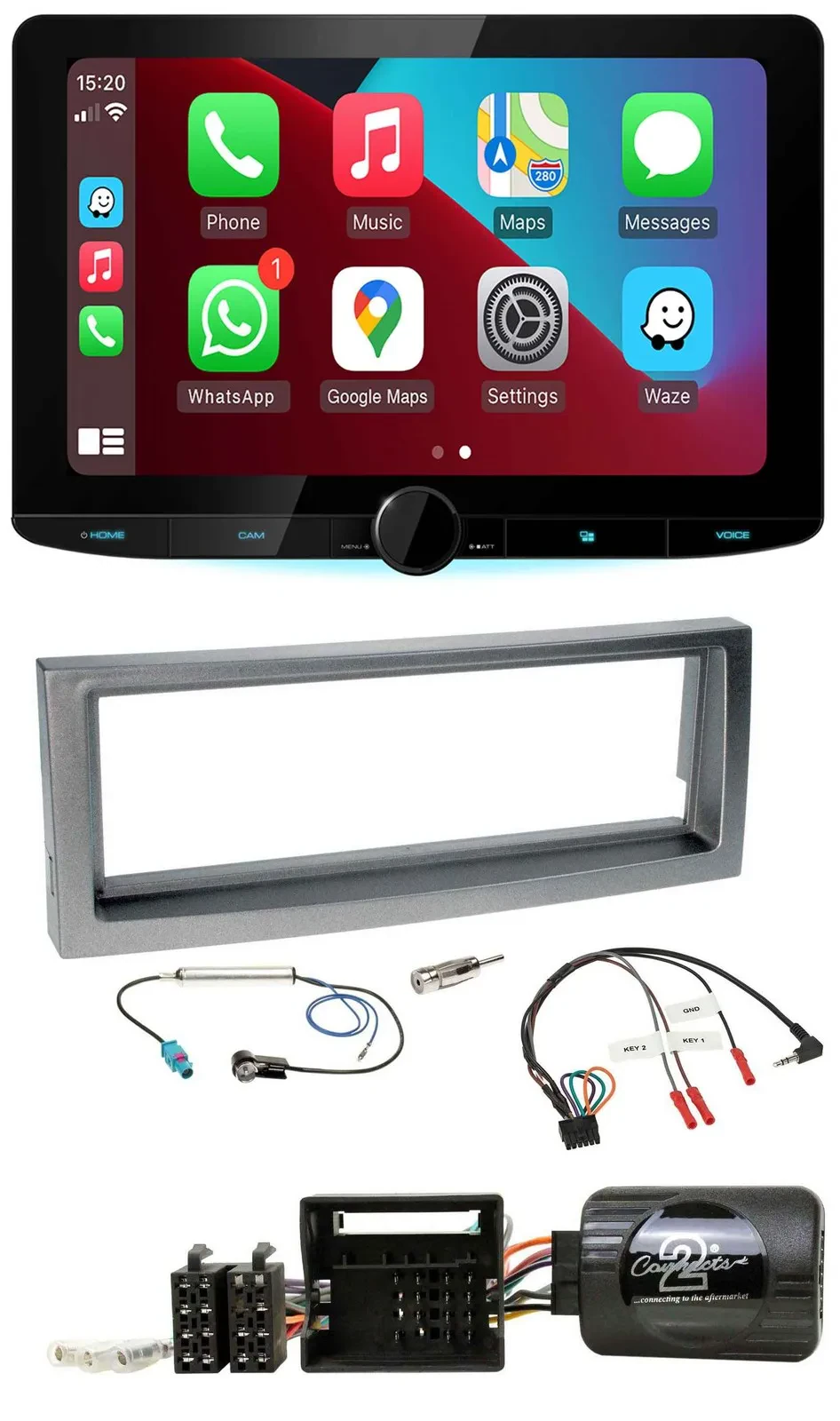 Kenwood Lenkrad USB DAB Bluetooth Autoradio für Citroen C5 ab 2005 grau-metallic