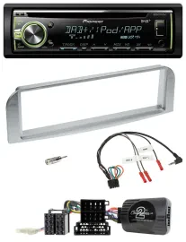 Автомагнитола Pioneer CD, DAB, USB, MP3 для Alfa Romeo GT/147 (2007–2010), серебристо-серая, с поддержкой кнопок на руле