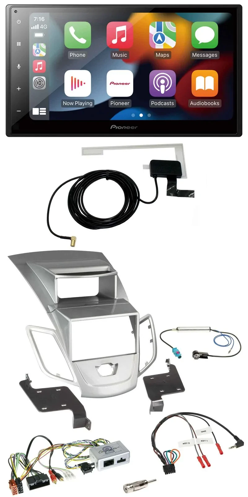 Pioneer Lenkrad USB Bluetooth DAB 2DIN Autoradio für Ford Fiesta 2010-17 Display
