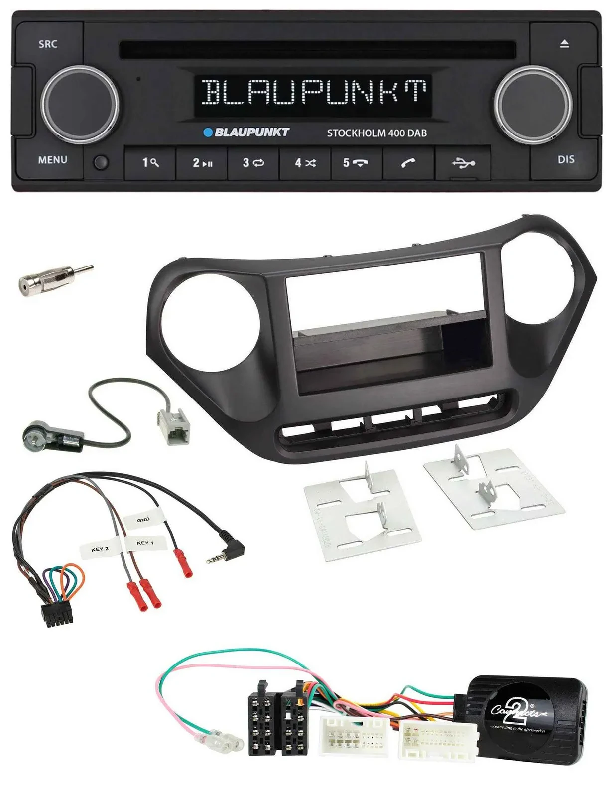 Автомагнитола для Hyundai i10 (с 2014) Blaupunkt Bluetooth, DAB, CD, USB черная