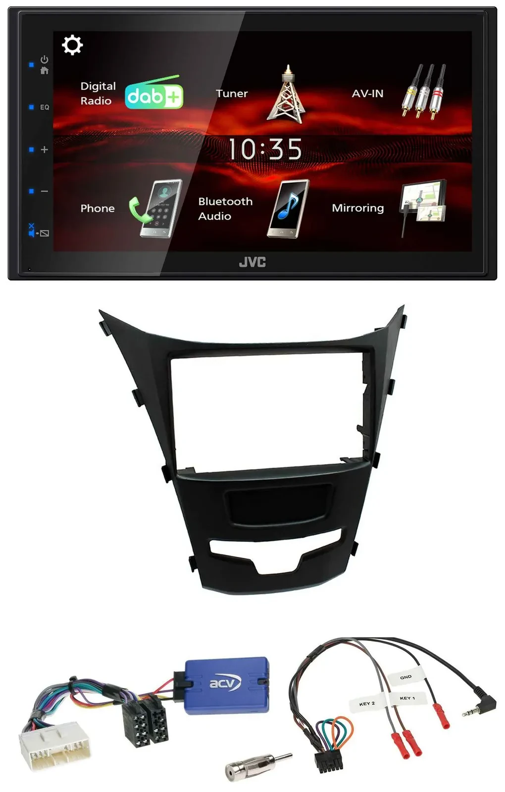 JVC USB Bluetooth Lenkrad DAB 2DIN Autoradio für SSangYong Korando ab 13 Tasten