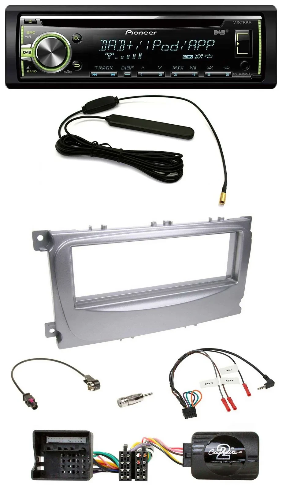 Pioneer MP3 USB CD DAB Lenkrad Autoradio für Ford S-Max Mondeo 2007-2014 silber