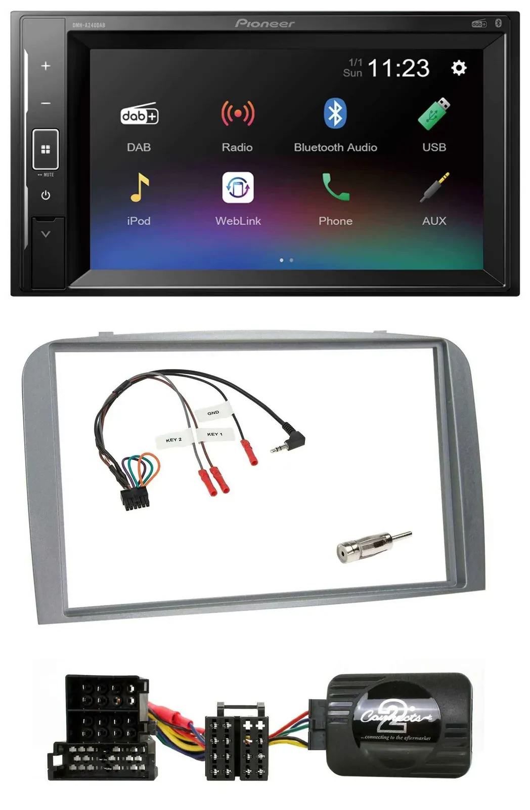 Pioneer DAB Lenkrad 2DIN Bluetooth USB Autoradio für Alfa Romeo 147 GT 04-10 sil