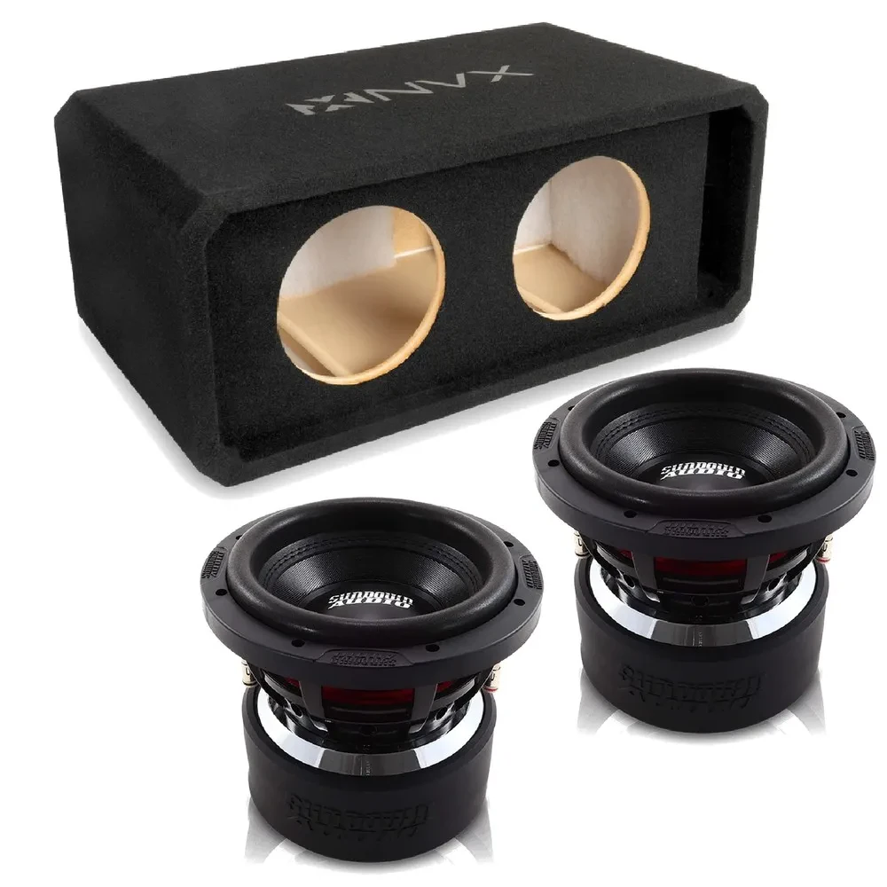 NVX NE82P Dual 8" Slot Ported 3/4" MDF Sub Enclosure w/ X Series Car Subwoofer
