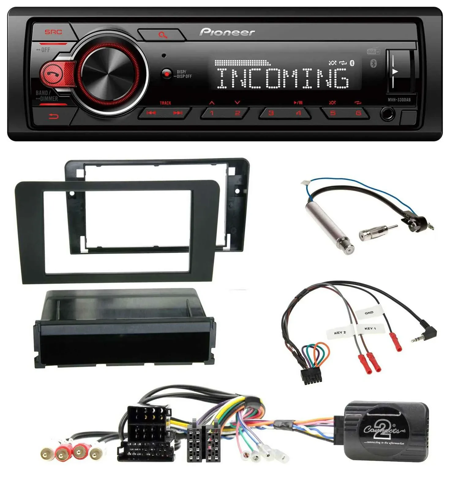 Автомагнитола Pioneer Bluetooth, USB, DAB, поддержка управления на руле, для Audi A3 (8P), ISO