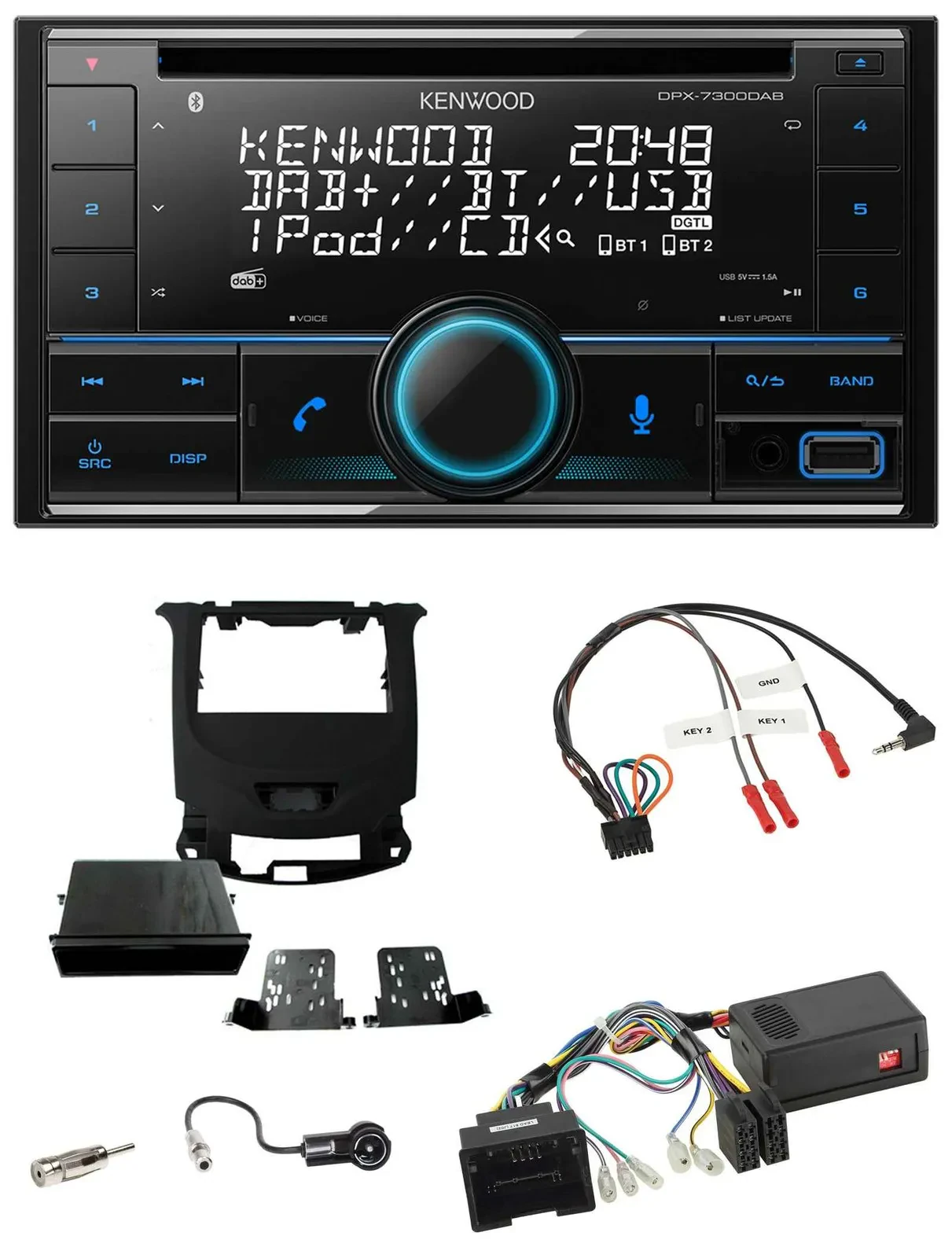 Kenwood CD 2DIN DAB USB Lenkrad Bluetooth Autoradio für Chevrolet Cruze ab 2016