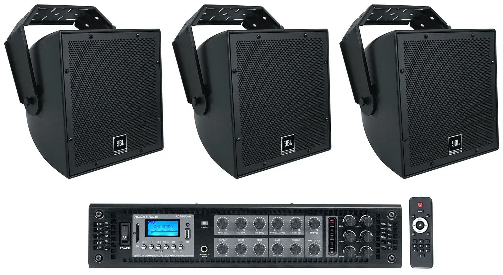 Трансляционный усилитель Rockville RCS650 Black с комплектом акустики