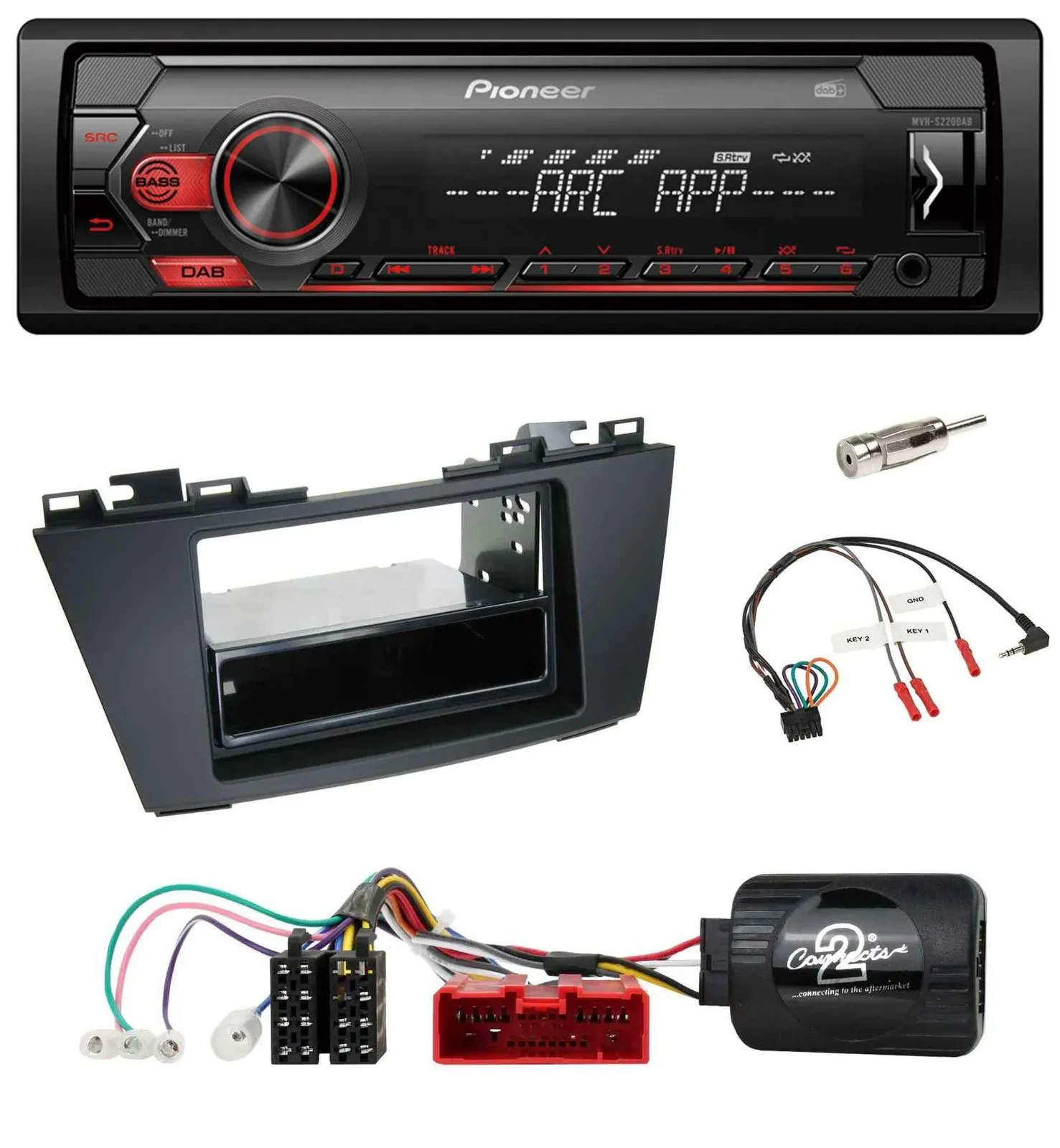 Автомагнитола Pioneer 1-DIN, DAB, MP3, USB, для Mazda 5 (2010–2015), совместима с кнопками на руле