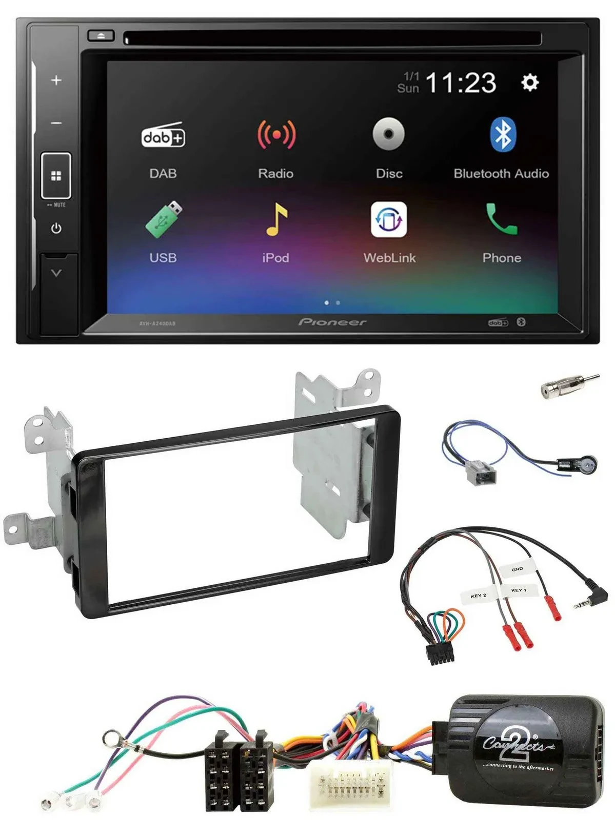 Автомагнитола для Mitsubishi Outlander (с 2012) Pioneer 2DIN, DAB, DVD, Bluetooth, USB, поддержка кнопок на руле