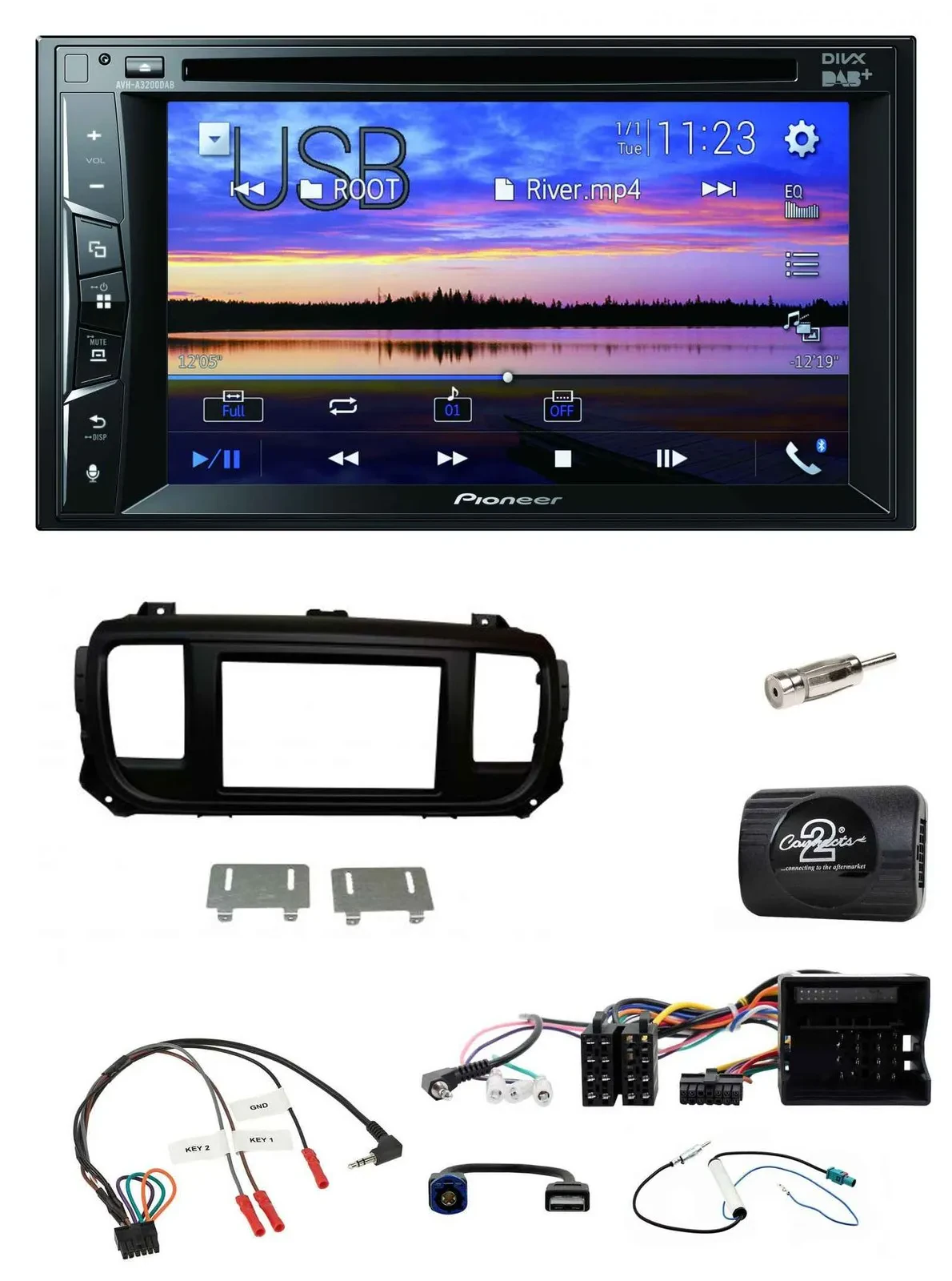 Pioneer Bluetooth 2DIN USB DVD DAB Lenkrad Autoradio für Citroen Jumpy Erstausst