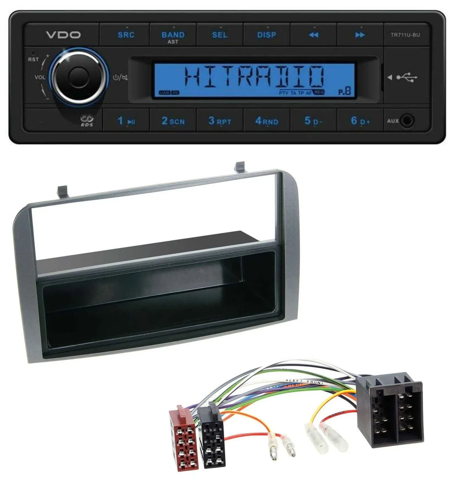VDO AUX 1DIN MP3 USB Autoradio für Alfa Romeo 147 GT Ablagefach anthrazit