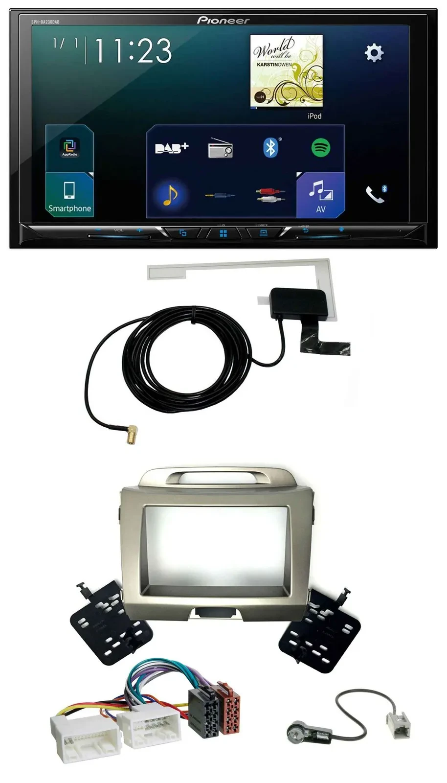 Pioneer 2DIN DAB USB MP3 Bluetooth Autoradio für Kia Sportage 3 SL 10-15 silber