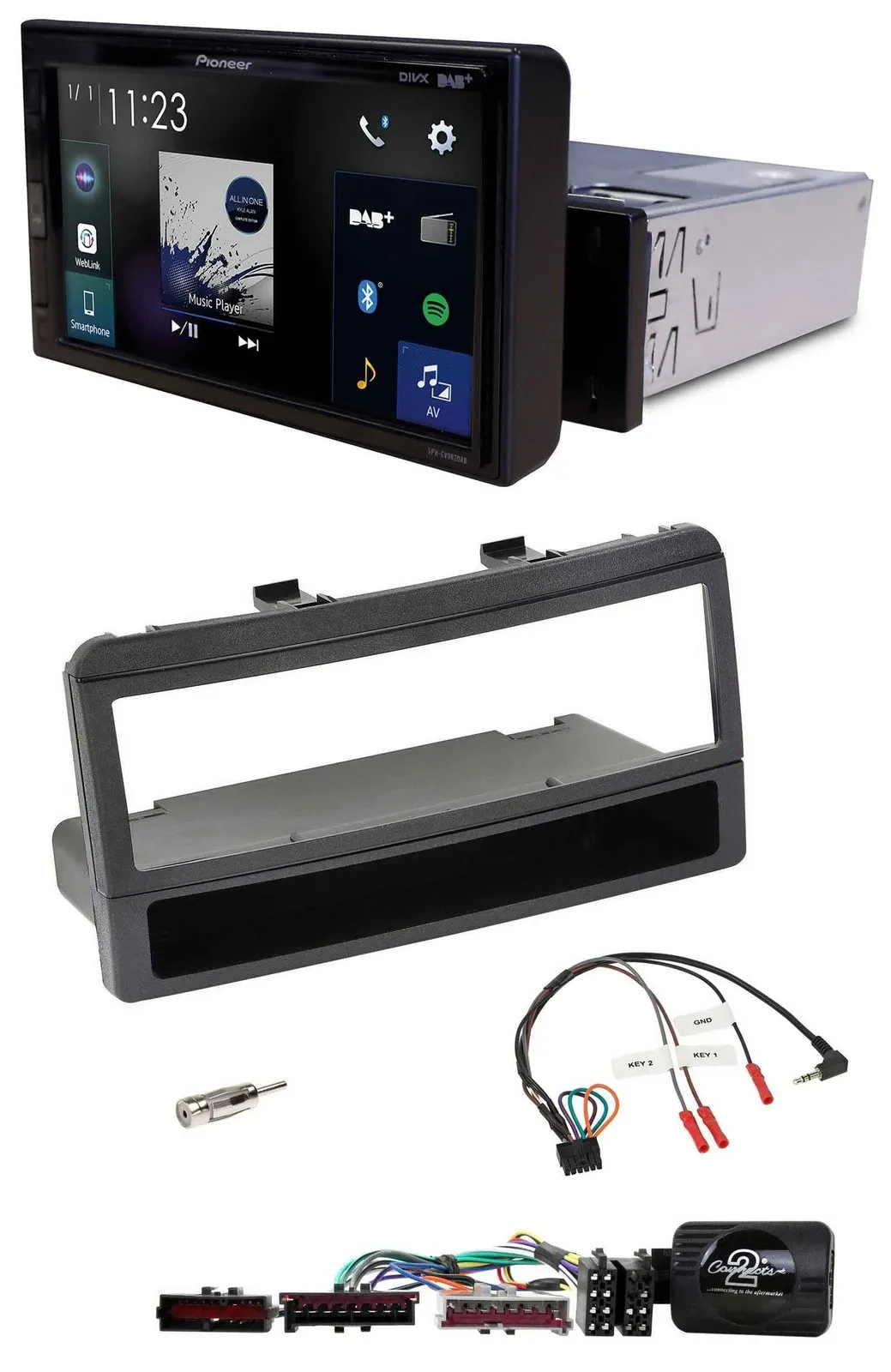 Pioneer DAB Lenkrad Bluetooth USB Autoradio für Ford Mondeo 00-02 schwarz Ablage