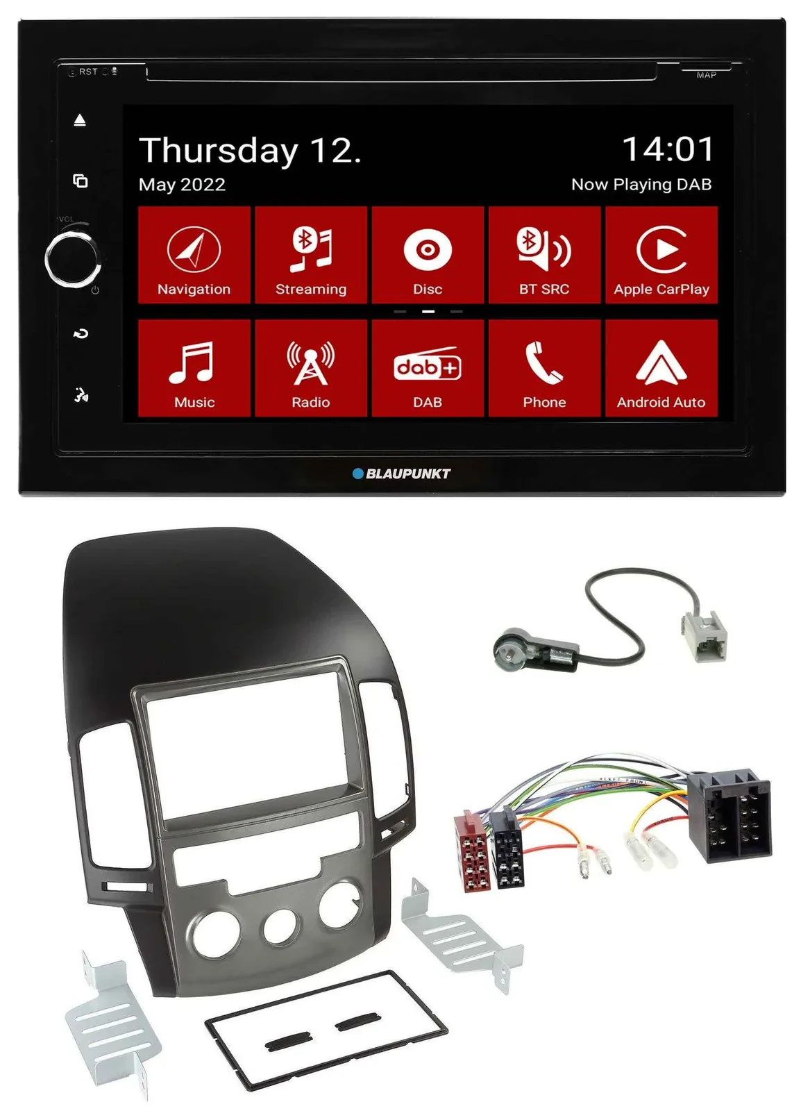 Blaupunkt MP3 DVD Bluetooth DAB 2DIN USB Autoradio für Hyundai i30 (ab 08)