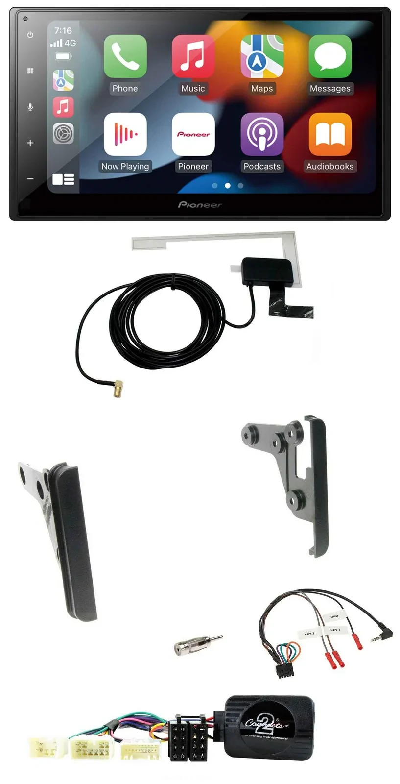 Автомагнитола Pioneer 2DIN, USB, Bluetooth, DAB, для Toyota RAV4 2001–2005