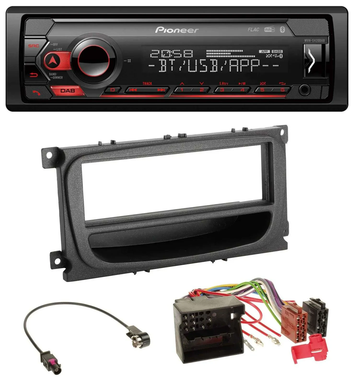 Pioneer MP3 USB DAB Bluetooth Autoradio für Ford Mondeo S-Max 07-14 Ablagefach s
