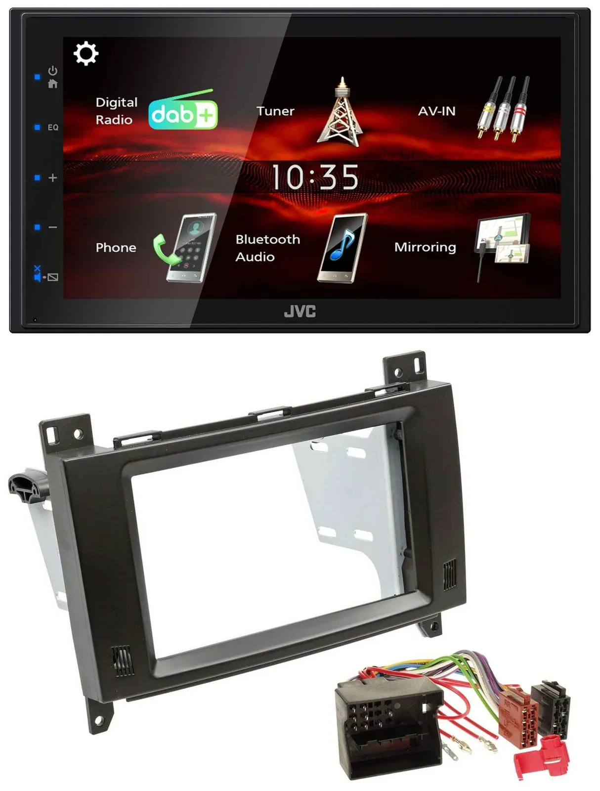 Автомагнитола JVC 2 DIN USB Bluetooth MP3 DAB для Mercedes A-/B-Class (2004–2012) чёрная