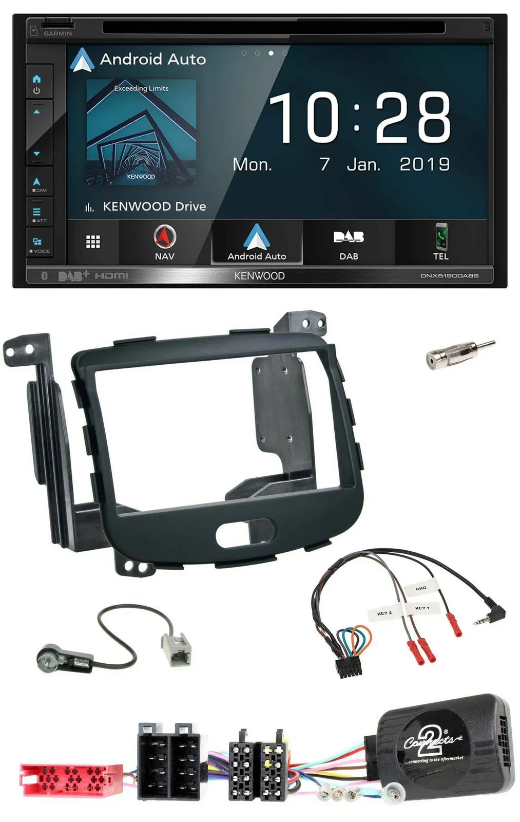 Kenwood DAB TMC USB 2DIN Lenkrad Bluetooth Navigation für Hyundai i10 09-13 Rubb