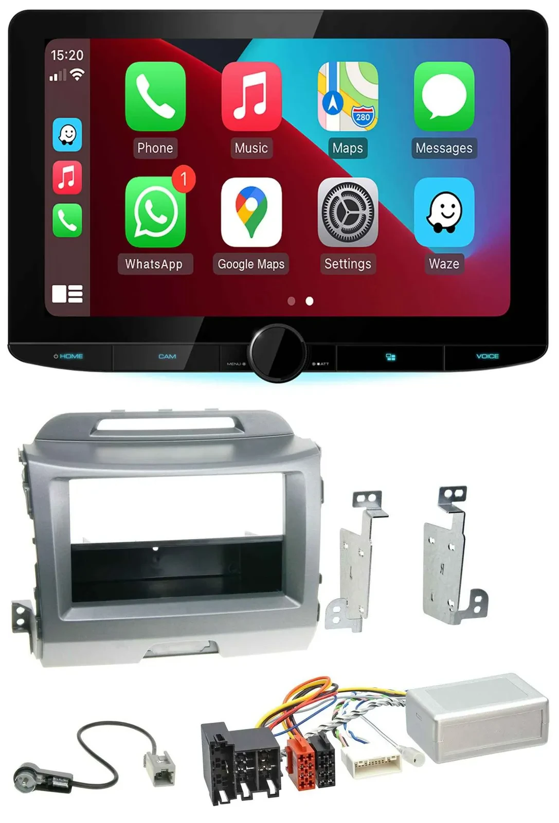 Kenwood Lenkrad USB DAB Bluetooth Autoradio für Kia Sportage 3 10-15 Navi silber