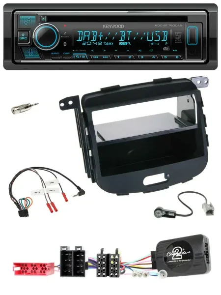 Kenwood Lenkrad Bluetooth DAB USB CD Autoradio für Hyundai i10 09-13 schwarz Rub